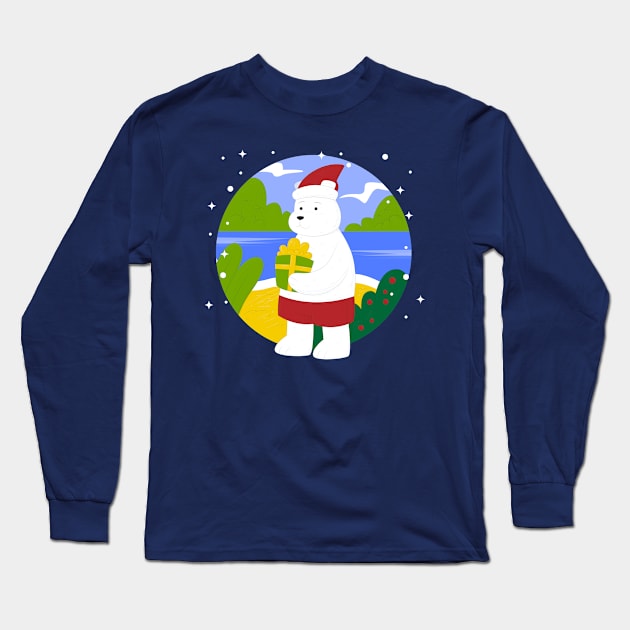 Summer Bear Christmas Long Sleeve T-Shirt by Mako Design 